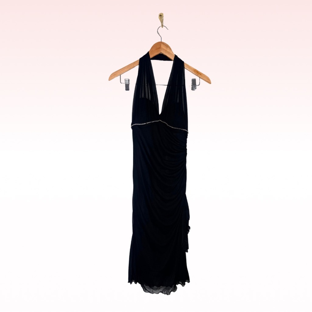 YNES 90s Crystal Halter Black Dress (Sz S)